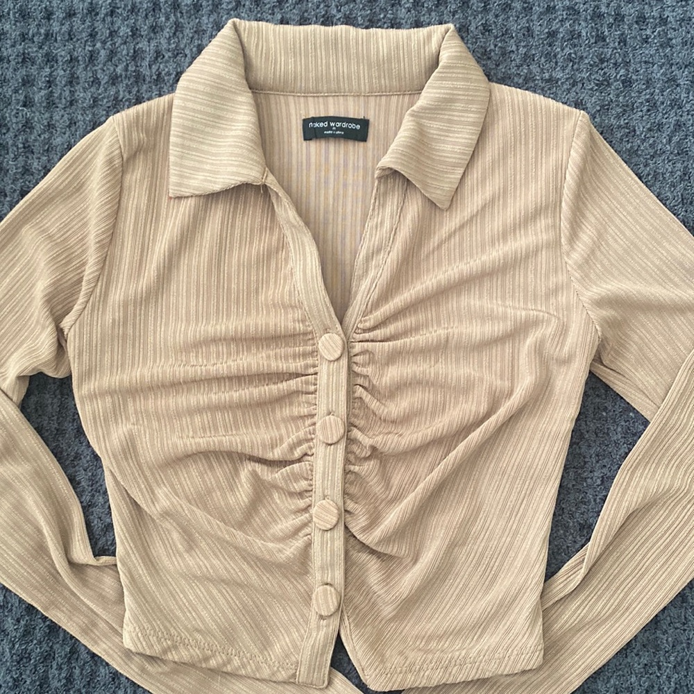 Naked Wardrobe Button Up Crop Top